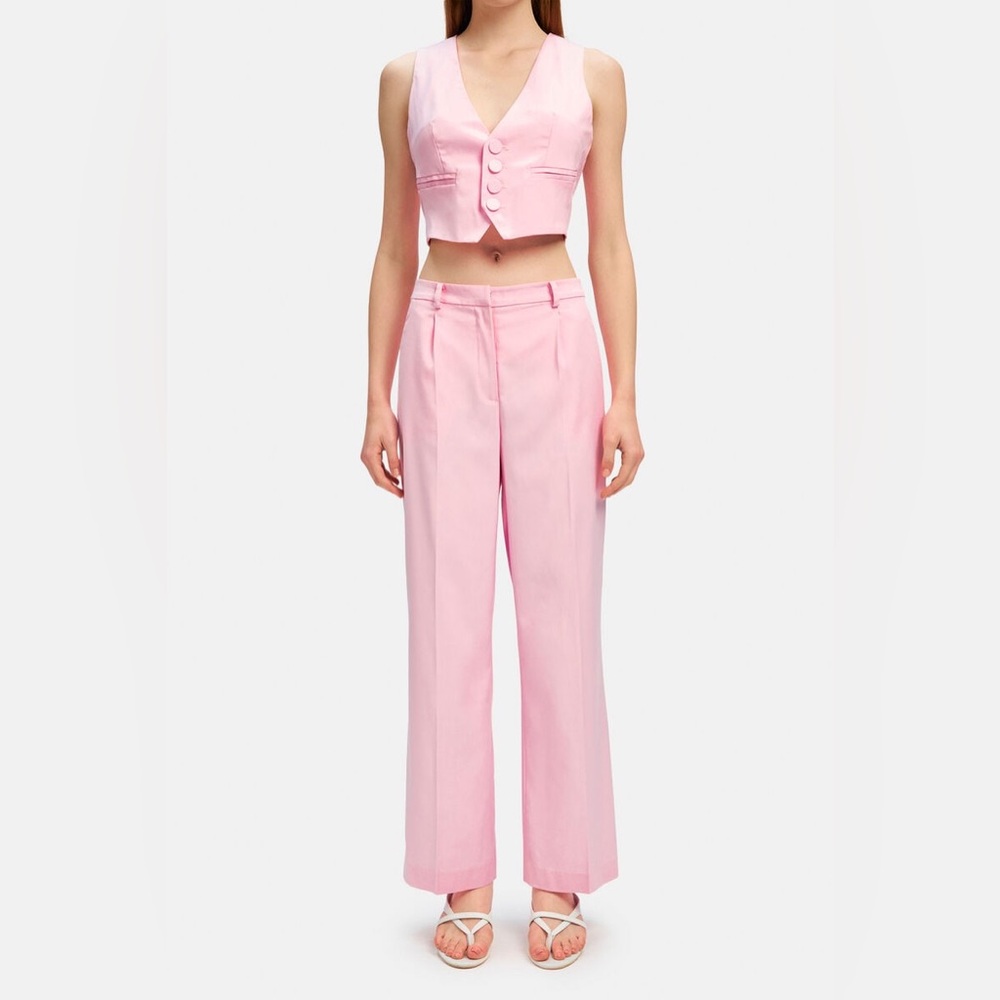 Bardot Callista  High Rise Pleated‎ Wide Leg Pants Size L Women’s Lili Pink